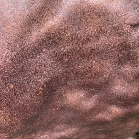 Aquascutum London Vintage Brown Leather Coat Sz 44 XL Oversize Aviator Collar - Picture 14 of 16